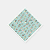 手カラフル描きスタイル柄のかわいいサボテン スタンダードカクテルナプキン (角)