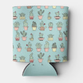 手カラフル描きスタイル柄のかわいいサボテン 缶クーラー (正面)