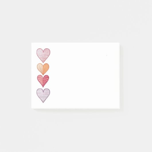 手カラフル描きハート ポストイット (正面)