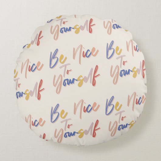 手カラフル描きパタやる気を起こさせるーン ラウンドクッション (正面)