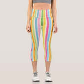 手カラフル描きパタストライプーン カプリレギンス (正面)