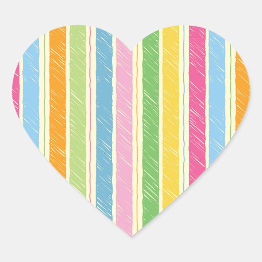 手カラフル描きパタストライプーン ハートシール (正面)