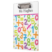 手カラフル描き数字パターン – 先生 クリップボード (左)