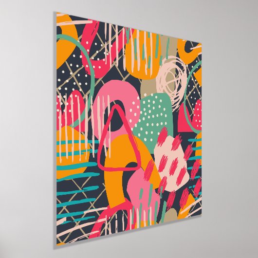 手カラフル描き現代グランジ美術1 箔ポスター (レイダウン)