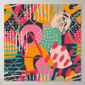 手カラフル描き現代グランジ美術1 箔ポスター (正面)