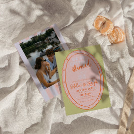 手カラフル描き絵を描ファンキー写真結婚の 招待状