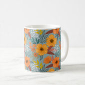 手カラフル描き花模様 コーヒーマグカップ (正面右)
