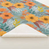 手カラフル描き花模様 シェルパブランケット (3/4)