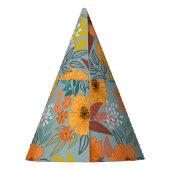 手カラフル描き花模様 パーティーハット (裏面)