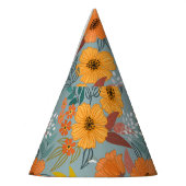 手カラフル描き花模様 パーティーハット (左)