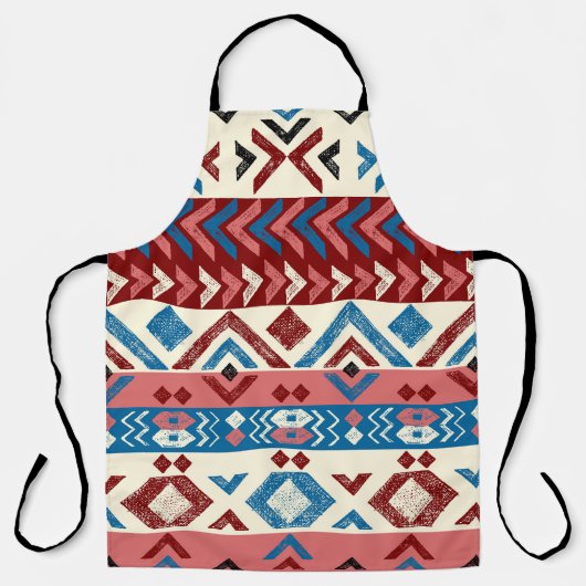 手カラフル描き部族模様 エプロン (正面)