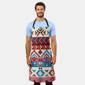 手カラフル描き部族模様 エプロン (着用した状態)