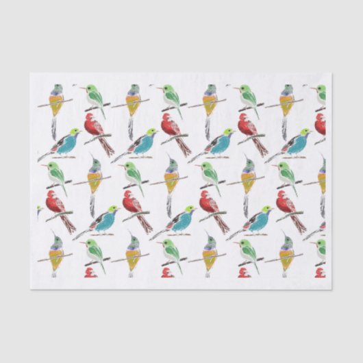 手カラフル描き鳥のパターンのセット 薄葉紙 (正面)