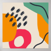 手カラフル描オーガニック型モダン第3 ポスター (正面)