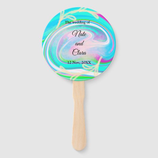 手カラフル絵を描アクリル液結婚注 ハンドファン (正面)