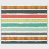 手カラフル絵を描ストライプ金ゴールドグリッター ラッピングペーパー (フラット)