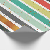 手カラフル絵を描ストライプ金ゴールドグリッター ラッピングペーパー (角)