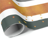 手カラフル絵を描ストライプ金ゴールドグリッター ラッピングペーパー (ロールコーナー)