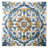 手カラフル絵を描フローラ タイル (正面)