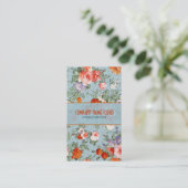 手カラフル絵を描レトロ花 – 青 名刺 (スタンド正面)