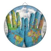 手カラフル絵を描世界地図アート写真 ダーツボード (正面)