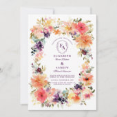 手カラフル絵を描植物学結婚院 招待状 (正面)