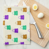 手カラフル袋模様 キッチンタオル (四つ折り)
