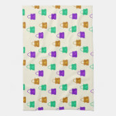 手カラフル袋模様 キッチンタオル (縦)