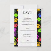 手カラフル足、前足の柄、犬の足結婚、 出欠カード (正面)