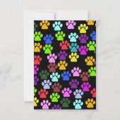 手カラフル足、前足の柄、犬の足結婚、 出欠カード (裏面)