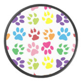 手カラフル足、犬の手、猫の手 アイスホッケーパック (正面)