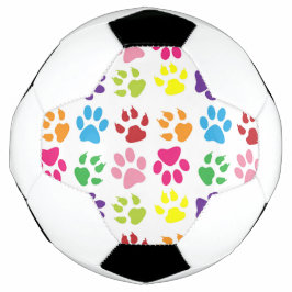 手カラフル足、犬の手、猫の手 サッカーボール