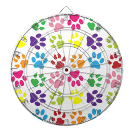 手カラフル足、犬の手、猫の手 ダーツボード