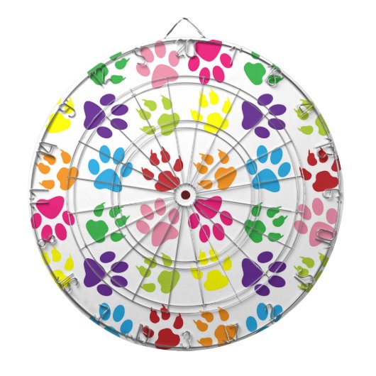 手カラフル足、犬の手、猫の手 ダーツボード (正面)