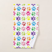 手カラフル足、犬の手、猫の手 バスタオルセット (ハンドタオル)