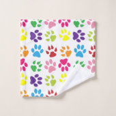 手カラフル足、犬の手、猫の手 バスタオルセット (ウォッシュタオル)