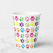 手カラフル足、犬の手、猫の手 紙コップ (正面)