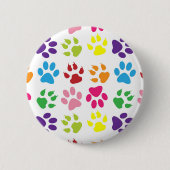 手カラフル足、犬の手、猫の手 缶バッジ (正面)