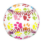 手カラフル足、犬の手、猫の手 野球ボール (裏面)