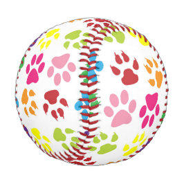 手カラフル足、犬の手、猫の手 野球ボール