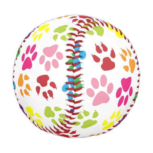 手カラフル足、犬の手、猫の手 野球ボール (アングル)