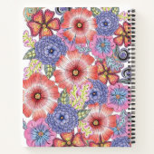 手カラフル鮮やか引き花と離れ ノートブック (裏面)