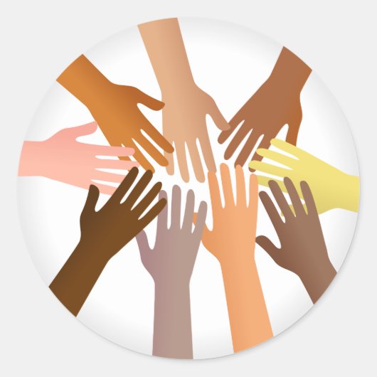 手カラフル ラウンドシール (正面)