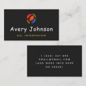 手カラフルASLインストラクター手話先生 名刺 (正面/裏面)