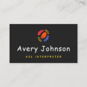 手カラフルASLインストラクター手話先生 名刺 (正面)