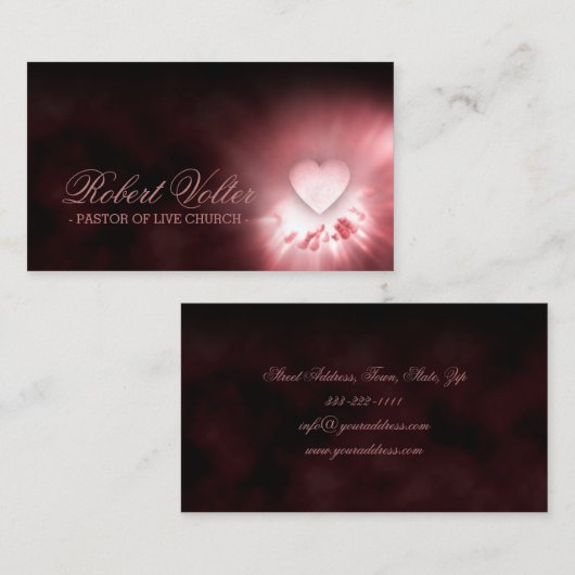 手カードの生きている教会ハートの牧師 名刺 (正面/裏面)