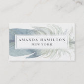 手ガーリー引き水色の青い羽毛ぼほ 名刺 (正面)