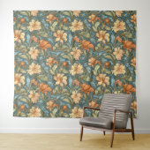 手クラシック描き芸術的ウィリアム・モリス・ブルー タペストリー (インサイチュ(横))