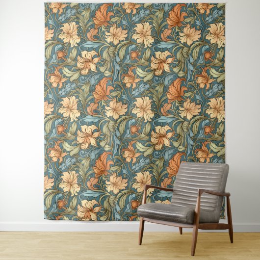 手クラシック描き芸術的ウィリアム・モリス・ブルー タペストリー (インサイチュ)