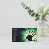 手クールプリント；手印刷 名刺 (スタンド正面)